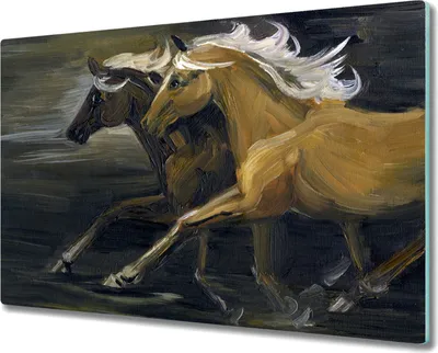 Produktbild von Coloray Herdabdeckplatte 80x52 cm Schneidebrett Kochplattenabdeckung Küchenbrett Hackbrett - Tiere Pferde