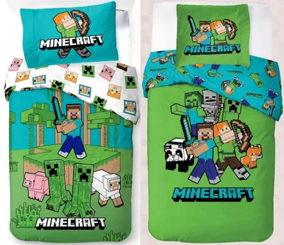Produktbild von Minecraft - 2 x Wende-Bettwäsche-Set im Doppelpack, 135x200 & 80x80