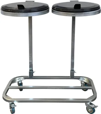 Produktbild von Doppel Müllsackständer mit Deckel und 4 Rollen | Metall Müllsackhalter 120 Liter | Stabiler Müllsack Ständer - Verzinkter Stahl | Müllbeutelhalter Gelber Sack 120L | Mobiler Abfallbehälter