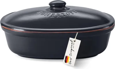 Produktbild von Römertopf Brottopf Keramik Schwarz 2,3 Liter oval atmungsaktiv MEDI spülmaschinengeeignet glasiertes Unterteil
