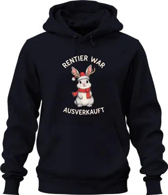 Produktbild von Rentier war t Hase Weihnachten lustig Geschenk Geweih Uni Hoodie Kapuzenpullover, Navy, L