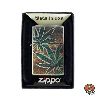 Produktbild von Zippo Benzin-Feuerzeug color Cannabis Chrom, unbefüllt