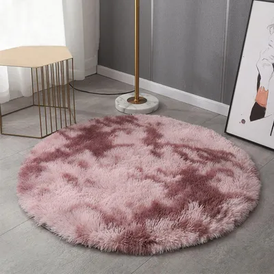 Produktbild von Teppich Rund Hochflor Flauschig Shaggy Wohnzimmer Rutschfest Lila 100x100cm
