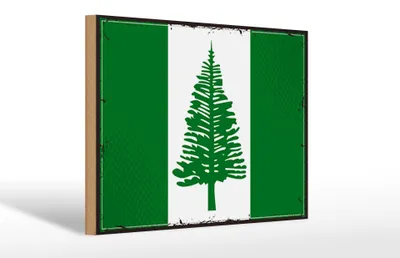 Produktbild von Holzschild Flagge Norfolkinsel 30x20cm Retro Flag