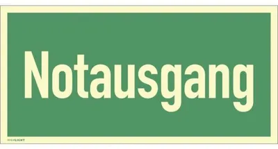 Produktbild von Dreifke® Notausgang, Textschild, Kunststoff, langnachleuchtend, 160-mcd, 297x...