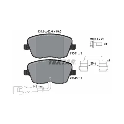 Produktbild von Textar Bremsbeläge vorne für Seat Cordoba Ibiza Skoda Roomster VW Polo 9N