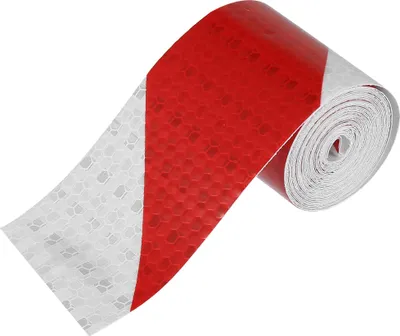 Produktbild von 1Stk.Reflektierend Sicherheitsband PVC Selbstklebend Markierungszeichen Weiß Rot