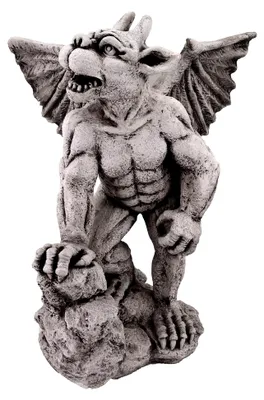 Produktbild von Gargoyle mit Flügeln, Steinfigur für den Außenbereich, H. 56 cm, 25 kg, Grau, frostsicher