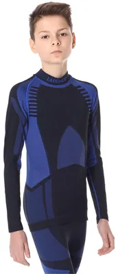 Produktbild von Ladeheid Kinder Mädchen Jungen Thermoaktives Langarm Shirt LASS0008 (Schwarz/Dunkelblau, 122-128)