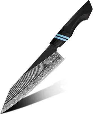 Produktbild von Damast Küchenmesser Zetsurin Kiritsuke - Schwarz Blau | Profiqualität KP37422