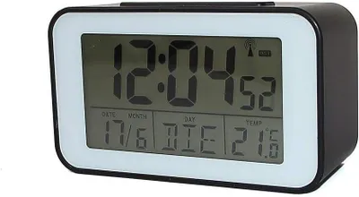 Obrázek produktu pro Digitální stolní hodiny s termometrem a budíkem (4491S) – modré, rozměry 12 x 7 x 4,8 cm