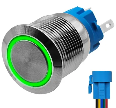 Produktbild von ProRide Metall-Momentanschalter 19 mm, 12/24 V, grüne LED Anzeige