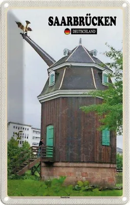 Produktbild von vianmo Blechschild 18x12 cm Saarbrücken Saarkran Bildmotiv Reisemotiv Abenteuer Reisen