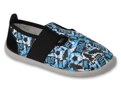 Obrázok produktu pre Chlapčenské papuče Befado SOFTER 901X018 901Y018 barefoot blue flexi, futbalové
