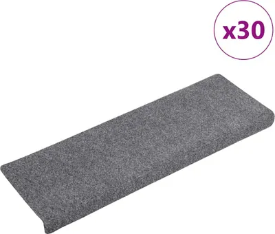 Image de Tapis d'escalier autocollants 30 pièces 65 x 21 x 4 cm Gris clair Bord rectangulaire