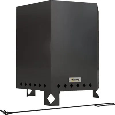Produktbild von Rauchfreies Tischfeuer Feuerkorb Metall Schwarz Schürhaken Garten Camping Terrasse