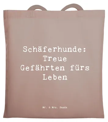 Produktbild von Mr. & Mrs. Panda dokumententasche Spruch Schäferhund Gefährten - Braun Pastell - Geschenk, canvas tasche, Hundeliebhaber, loyaler Hund, Schultasche, Hunderasse, Begleiter