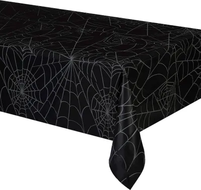 Produktbild von Halloween-Tischdecke Spinnennetz schwarz-grau 120x180cm
