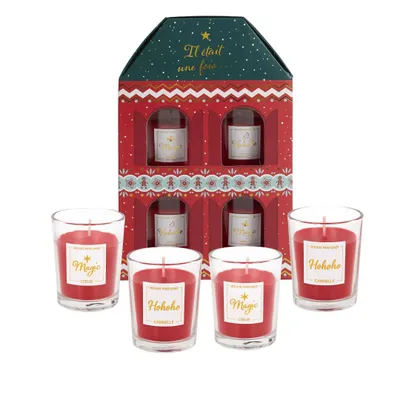 Obrázok produktu pre Vianočné vonné sviečky - 16 x 20 x 8 cm - Darčeková sada sviečok - Darčeková sada vianočných sviečok - Darčeková sada vonných sviečok - Sada vonných sviečok - Červená