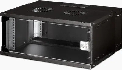 Zdjęcie produktu dla Digitus Obudowa naścienna SOHO Pro - 483 mm (19") - 540x400 mm (szer. x głęb.), Szafa wisząca, 4U, 60 kg, Zamek, Relingi, Zarządzanie okablowaniem