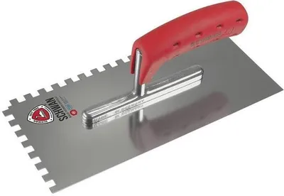 Produktbild von Glttekelle Lnge 280 mm Breite 130 mm Zahnung 4x4 gehrtet m. Softheft Stahl Strke 0,7 mm