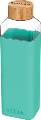 Image de Quokka Storm - Bouteille arrondie en verre avec couvercle en silicone 700ml (Sarcelle)