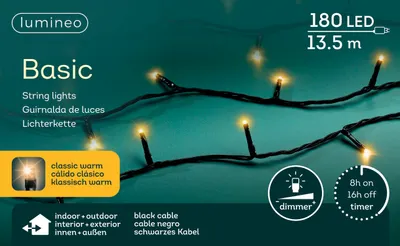 Produktbild von LED Lichterkette Klassisch Weiß, Kabelfarbe:schwarz, LEDs:180 LEDs 13.5m