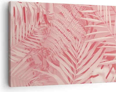 Produktbild von Bild auf Leinwand - Leinwandbild - Einteilig - Rosa Blätter Palmen - 70x50cm - Wand Bild - Wanddeko - Wandbilder - Leinwanddruck - Bilder - Wanddekoration - Leinwand bilder - Wandbild - AA70x50-4745
