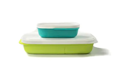 Produktbild von TUPPERWARE  Lunchbox Clevere Pause 590 ml Pfirsich + 120 ml lila Brot Bentobox