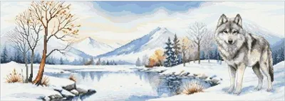 Immagine prodotto di Stickset - Lupo e montagne invernali