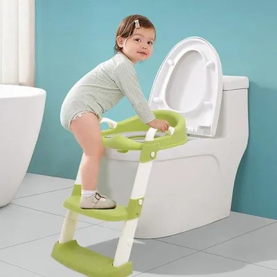 Produktbild von Famanu Toilettensitz für Kinder mit Treppe - verstellbarer Toilettentrainer mit PolyurethanSitzkissen, rutschfest