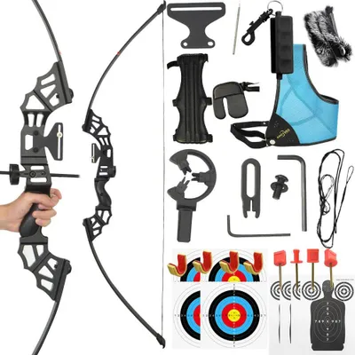 Immagine prodotto di Tiro con l'arco: arco ricurvo – arco da caccia smontabile, 135 cm – per destrimani – smontabile – peso di scatto 23 kg