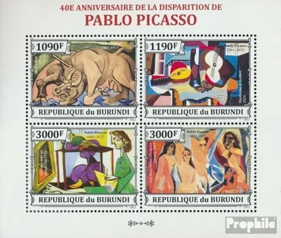 Produktbild von Briefmarken Burundi 2013 Mi 3313-3316 Kleinbogen (kompl. Ausgabe) postfrisch Pablo Picasso