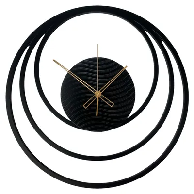 Produktbild von STYLER 3D Wanduhr Fi 57 cm modernes schwarzes Design dekorative Uhr für Wohnzimmer Küche Büro Schlafzimmer 3D CLOCK NOAH
