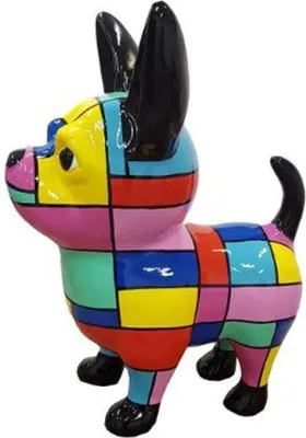 Zdjęcie produktu dla Casa Padrino designerska figurka dekoracyjna Pies Chihuahua wielokolorowy wys. 55 cm - Rzeźba dekoracyjna odporna na warunki atmosferyczne - Dekoracja salonu - Dekoracja ogrodu - Designerska figurka dekoracyjna zwierzęcia