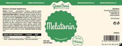 Produktbild von GreenFood Nutrition Melatonin 120 Kapseln