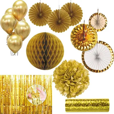 Produktbild von Goldene Party Deko Partyset gold Geburtstag Jubiläum Hochzeit