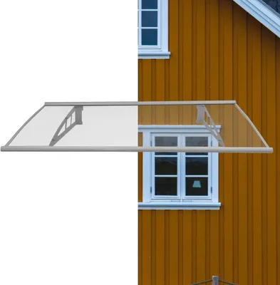 Produktbild von Vordach für Haustür aus Aluminium und Polycarbonat 115 x 80 cm Haustürvordach Pultvordach Türdach Türvordach Haustür Dach