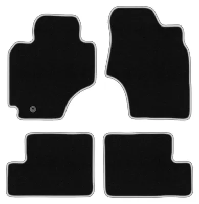 Image de Tapis de sol en moquette pour Toyota RAV4 II 2000-2003 (Suv 5-drzwiowy) – jeu 4 pièces, noir/argent, sur mesure – Wielganizator CARLUX