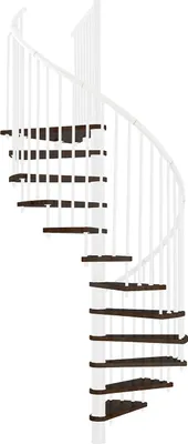 Produktbild von Minka Spindeltreppe Spiral Effect 38 - 305,5cm Geschosshöhe Walnuss Weiß 160cm Durchmesser