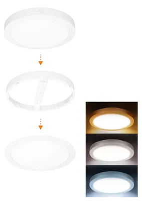 Produktbild von Solight LED-Minipanel-Badezimmerleuchte 2-in-1, 3-Farben-LED, Decken-/Aufbaumontage, 24 W, 2040 lm, IP54, weiß, rund, WD244-W