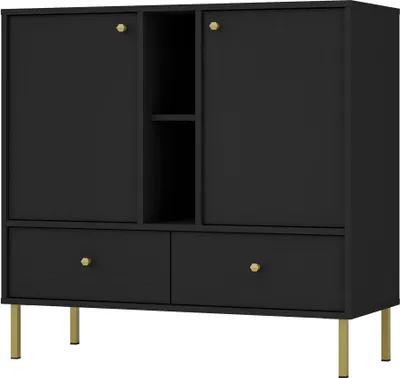 Produktbild von Masseno Kommode TORINO 100 cm Sideboard mit 2 Schubladen und 2 Türen für Wohnzimmer Schlafzimmer Modern 100x41x95 cm Graphitfarben / Graphitfarben