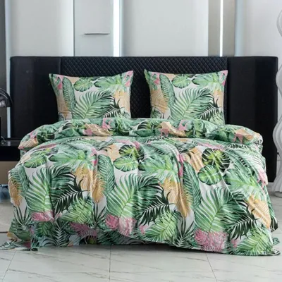 Immagine prodotto di Biancheria da letto - 220x200 cm - Set composto da copripiumino e federe - Verde - A fiori - Microfibra e cotone - 2 federe 70x80 cm