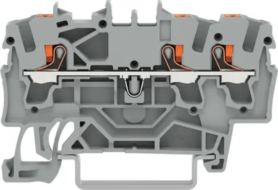 Produktbild von WAGO 2202-1301 - 3-Leiter-Durchgangsklemme mit Drücker 2.5 mm² grau