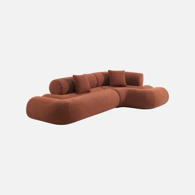 Produktbild von sweeek - Organisches 3-Sitzer-Ecksofa mit strukturiertem Bouclé-Bezug
