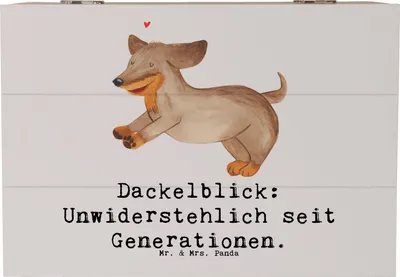 Produktbild von Mr. & Mrs. Panda Geschenkbox Kurzhaardackel Dackelblick 22 x 15 cm - Grau Pastell - Geschenk, Hunderassen, schatztruhe, Schatulle, Dackel, Hunderasse, Beschreibung, Liebe