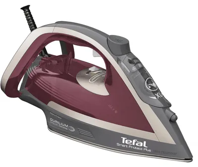 Produktbild von Tefal Dampfbügeleisen Smart Protect Plus, 2800W, Durilium Airglide Bügelsohle, weinrot/grau