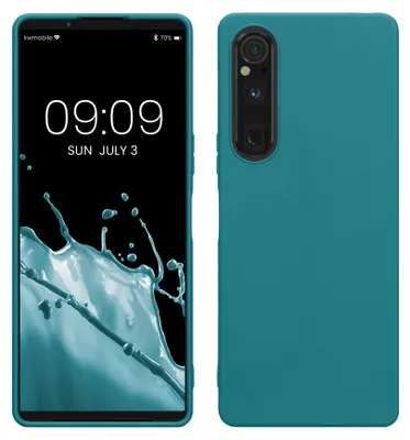 Produktbild von kwmobile Handyhülle für Sony Xperia 1 V Hülle - TPU Case - Kabelloses Laden - Schutzhülle Cover in Petrol matt