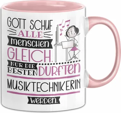Produktbild von Musiktechnikerin Geschenk Becher Tasse Gott Schuf Alle Menschen Gleich Nur Die Besten Durfeten Musiktechnikerin Werden Geschenkidee Lustig (Rosa)