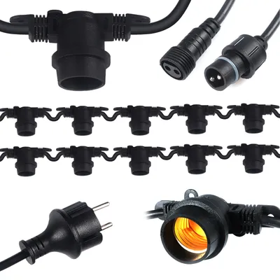 Produktbild von LED Garten Girlande 5m 5xE27 ST14 max 700W IP44 Schwarz